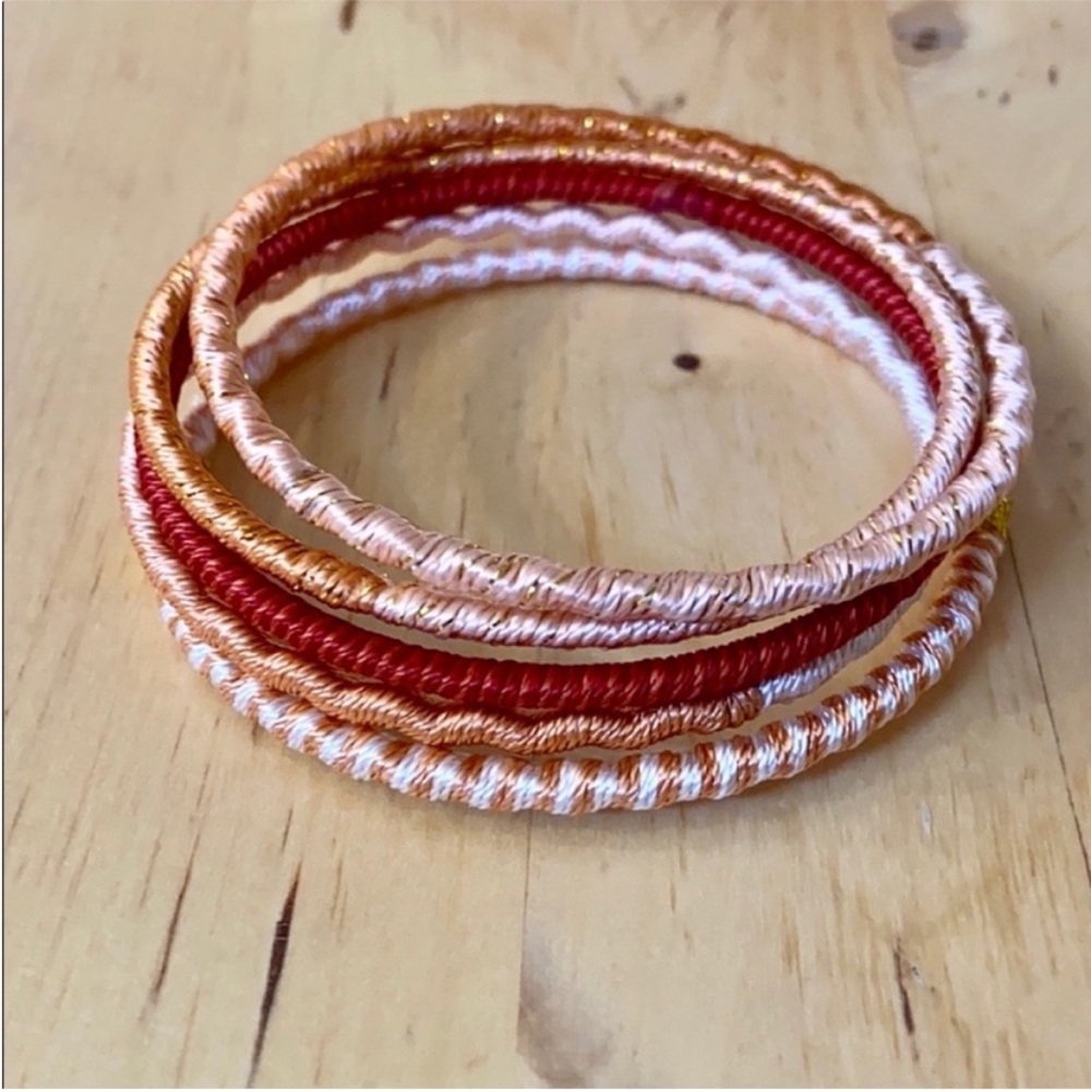 Fabric wrapped bracelets set of 5